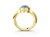 Yellow gold Fancy Blue Round  Cut Diamond Halo Engagement Ring with Split Shank and Four-Prong Setting_92