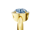 Yellow gold Fancy Blue Round  Cut Diamond Halo Engagement Ring with Split Shank and Four-Prong Setting_94