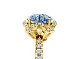 Yellow gold Fancy Blue Round Cut Diamond Halo Pave Band with Four-Prong Setting_8