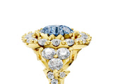Yellow gold Fancy Blue Round Cut Diamond Halo Ring with Pavé Band and Four-Prong Setting_46