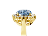 Yellow gold Fancy Blue Round  Cut Diamond Halo Ring with Round Brilliant Halo and Solitaire Band_92