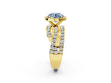 Yellow gold Fancy Blue Round Cut Diamond Halo Ring with Round Split Shank and Prong Setting_38