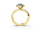 Yellow gold Fancy Blue Round Cut Diamond Halo Ring with Round Split Shank and Prong Setting_39