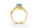 Yellow gold Fancy Blue Round Cut Diamond Halo Ring with Split Shank and Bezel Accents and Four-Prong Setting_3