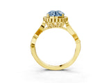 Yellow gold Fancy Blue Round Cut Diamond Halo Ring with Vintage Split Shank and Four-Prong Setting_39