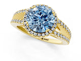 Yellow gold Fancy Blue Round Cut Diamond Halo Split Shank Engagement Ring_40