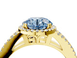 Yellow gold Fancy Blue Round Cut Diamond Halo Split Shank Engagement Ring_43