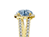 Yellow gold Fancy Blue Round Cut Diamond Halo Split Shank Engagement Ring_44