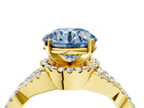 Yellow gold Fancy Blue Round Cut Diamond  Halo Twist Band Solitaire Prong Setting Ring_40