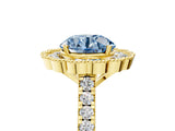 Yellow gold Fancy Blue Round  Cut Diamond Milgrain Floral Halo Engagement Ring with Pavé Band_20