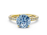 Yellow gold Fancy Blue Round  Cut Diamond Pavé Band Ring with Four-Prong Setting_23