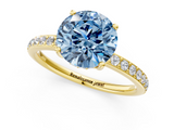 Yellow gold Fancy Blue Round  Cut Diamond Pavé Band Ring with Four-Prong Setting_24