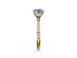 Yellow gold Fancy Blue Round  Cut Diamond Pavé Band Ring with Four-Prong Setting_25
