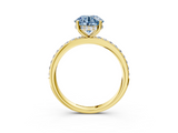 Yellow gold Fancy Blue Round  Cut Diamond Pavé Band Ring with Four-Prong Setting_26