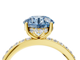 Yellow gold Fancy Blue Round  Cut Diamond Pavé Band Ring with Four-Prong Setting_27