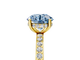 Yellow gold Fancy Blue Round  Cut Diamond Pavé Band Ring with Four-Prong Setting_28