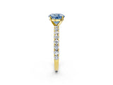 Yellow gold Fancy Blue Round Cut Diamond Pavé Band Solitaire Ring with Prong Setting_47