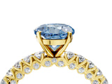 Yellow gold Fancy Blue Round Cut Diamond Pavé Band Solitaire Ring with Prong Setting_49