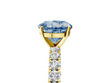 Yellow gold Fancy Blue Round Cut Diamond Pavé Band Solitaire Ring with Prong Setting_50