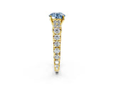 Yellow gold Fancy Blue Round  Cut Diamond Pavé Band Solitaire with Four-Prong Setting_17