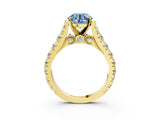 Yellow gold Fancy Blue Round  Cut Diamond Pavé Band Solitaire with Four-Prong Setting_18