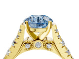 Yellow gold Fancy Blue Round  Cut Diamond Pavé Band Solitaire with Four-Prong Setting_19