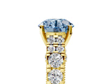 Yellow gold Fancy Blue Round  Cut Diamond Pavé Band Solitaire with Four-Prong Setting_20