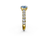 Yellow gold Fancy Blue Round  Cut Diamond Pavé Band Solitaire with Four-Prong Setting_5