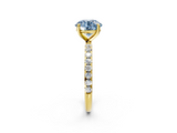 Yellow gold Fancy Blue Round  Cut Diamond Pavé Band Solitaire with Four-Prong Setting_5