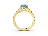 Yellow gold Fancy Blue Round  Cut Diamond Pavé Band Solitaire with Four-Prong Setting_6
