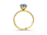 Yellow gold Fancy Blue Round  Cut Diamond Pavé Band Solitaire with Four-Prong Setting_6