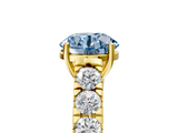 Yellow gold Fancy Blue Round  Cut Diamond Pavé Band Solitaire with Four-Prong Setting_8