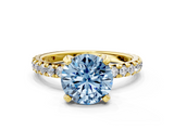 Yellow gold Fancy Blue Round  Cut Diamond Pavé Band with Four-Prong Setting_51