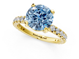 Yellow gold Fancy Blue Round  Cut Diamond Pavé Band with Four-Prong Setting_52