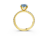 Yellow gold Fancy Blue Round  Cut Diamond Pavé Band with Four-Prong Setting_54