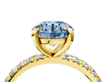 Yellow gold Fancy Blue Round  Cut Diamond Pavé Band with Four-Prong Setting_55