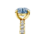 Yellow gold Fancy Blue Round  Cut Diamond Pavé Band with Four-Prong Setting_56