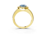Yellow gold Fancy Blue Round Cut Diamond Pavé Halo Ring with Four-Prong Setting_39
