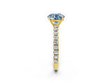 Yellow gold Fancy Blue Round Cut Diamond Pavé Solitaire Engagement Ring with Four-Prong Setting_87