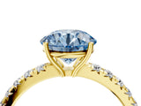 Yellow gold Fancy Blue Round Cut Diamond Pavé Solitaire Engagement Ring with Four-Prong Setting_89
