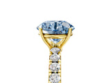 Yellow gold Fancy Blue Round Cut Diamond Pavé Solitaire Engagement Ring with Four-Prong Setting_90