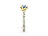 Yellow gold Fancy Blue Round Cut Diamond Pavé Solitaire Ring with Round Band and Prong Setting_14