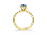 Yellow gold Fancy Blue Round Cut Diamond Pavé Solitaire Ring with Round Band and Prong Setting_15