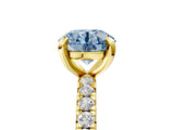 Yellow gold Fancy Blue Round Cut Diamond Pavé Solitaire Ring with Round Band and Prong Setting_17
