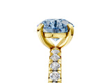 Yellow gold Fancy Blue Round Cut Diamond Pavé Solitaire Ring with Round Band and Prong Setting_29