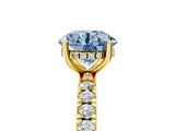 Yellow gold Fancy Blue Round Cut Diamond Pave Band Solitaire Ring with Four-Prong Setting_63