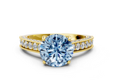 Yellow gold Fancy Blue Round  Cut Diamond Pave Band with Four-Prong Setting_36