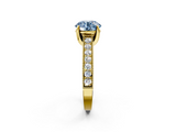 Yellow gold Fancy Blue Round  Cut Diamond Pave Band with Four-Prong Setting_38