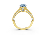 Yellow gold Fancy Blue Round  Cut Diamond Pave Band with Four-Prong Setting_39