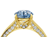 Yellow gold Fancy Blue Round  Cut Diamond Pave Band with Four-Prong Setting_40
